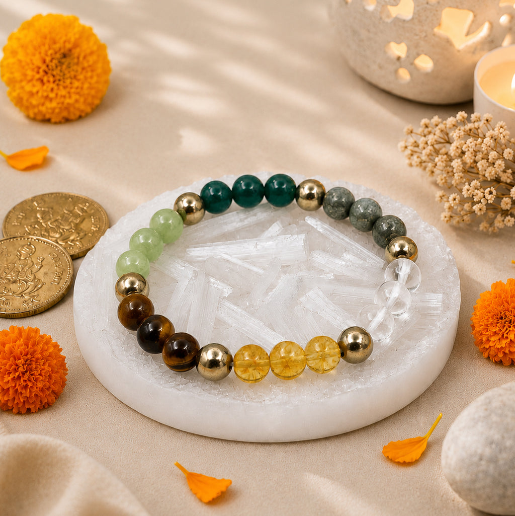 Dhan Yog Bracelet with Free Raw Selenite Plate