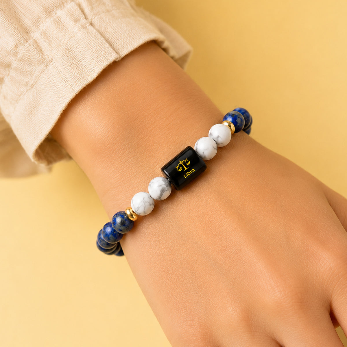 Libra (तुला राशि) Zodiac Lapis Lazuli & Howlite Bracelet