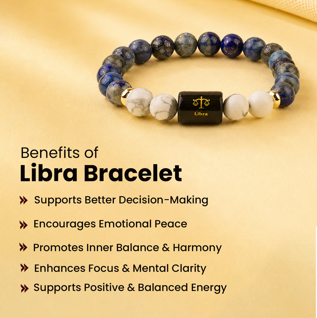 Libra (तुला राशि) Zodiac Lapis Lazuli & Howlite Bracelet