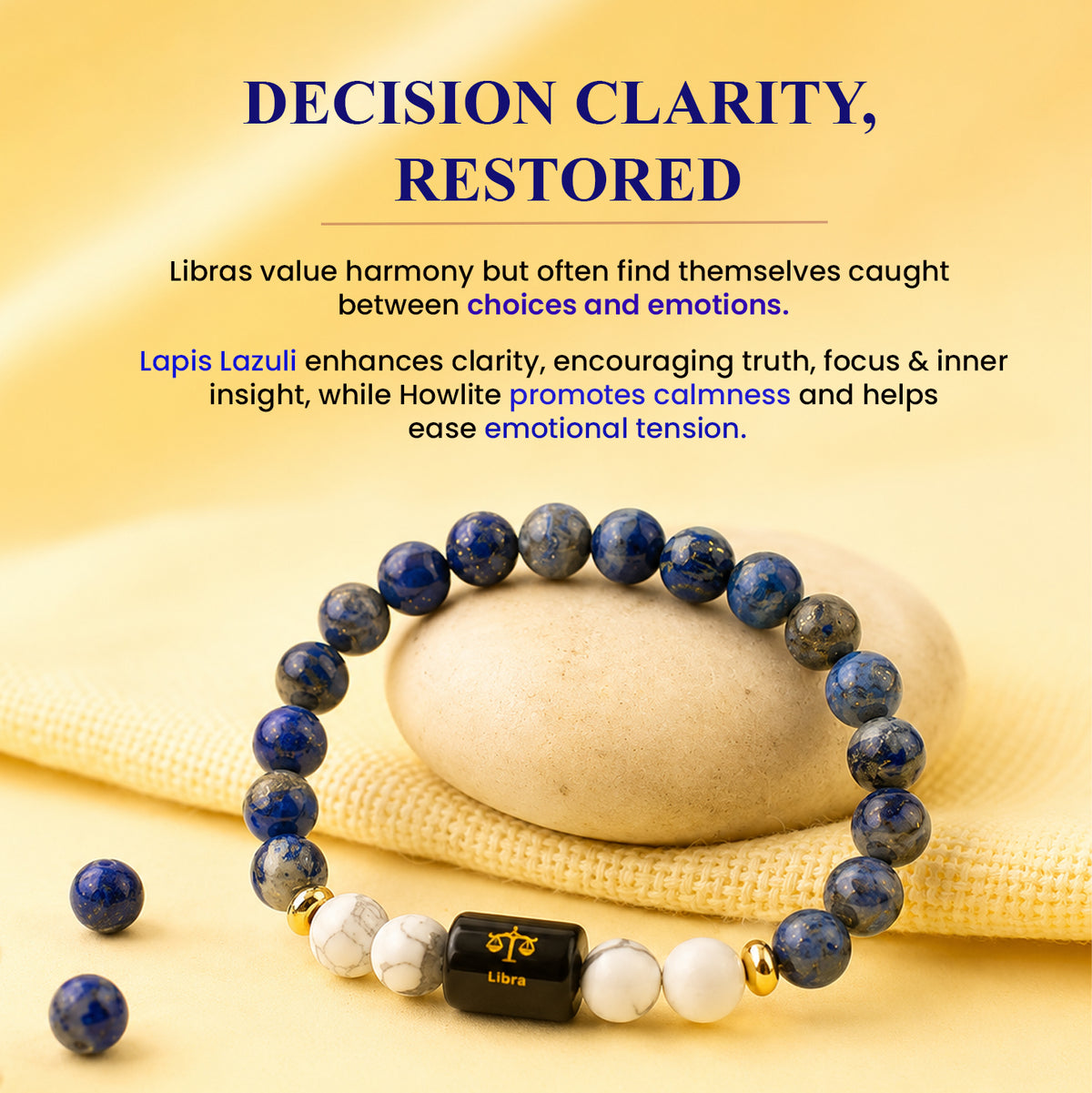 Libra (तुला राशि) Zodiac Lapis Lazuli & Howlite Bracelet
