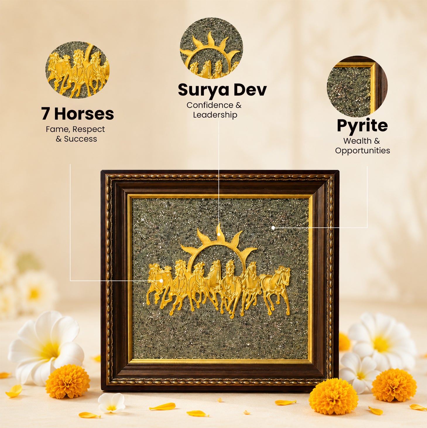 7 Horses Raw Pyrite Frame